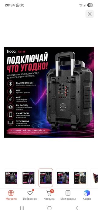Портативная колонка Hoco DS25 черный