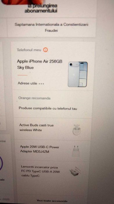 Schimb Iphone 17 Air 256GB cu 17 Pro sau Pro Max tot de 256 GB