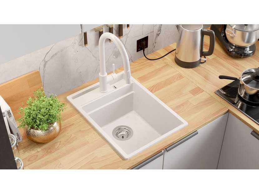 Кухненска Мивка от гранит модел Осло 40 Премиум 380 x 530 мм - Бяла