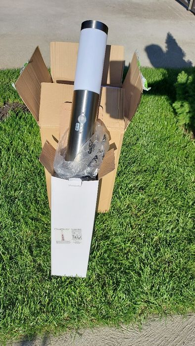 Stalp de exterior pentru gradina, Otel inoxidabil, E27, 45 cm, Argintiu
