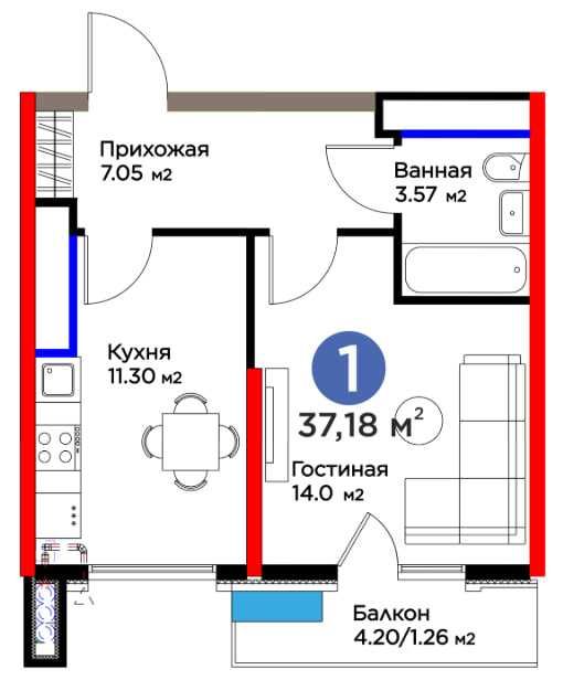 1 комн-37,18кв.м. Фаргона йули, Ипотека после кадастра 6,5млн.сум (XS)