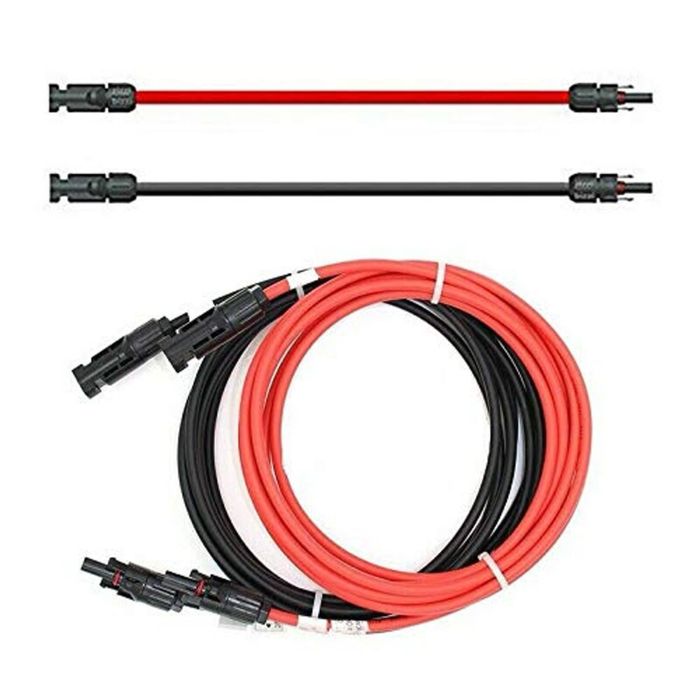 Extensie cablu panouri solare 4mm² cu Conector  2x5m – Roșu/Negru