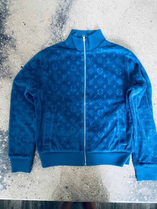 Louis Vuitton син кадифен суичър