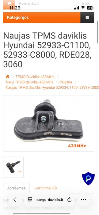 Senzorii Presiune Roti Hyundai Tucson/Sonata/SantaFe/Nexo/ix35/i20/Creta Originali