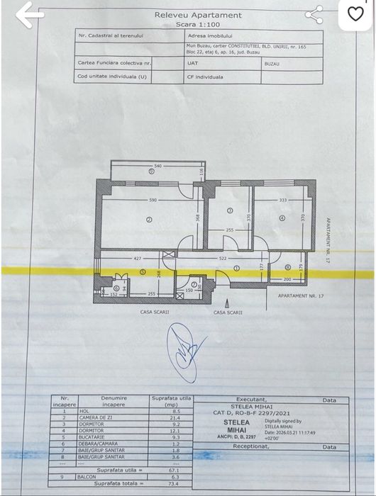 Apartament 3 Camere Decomandat Buzău, Unirii Nord (Bloc 22)