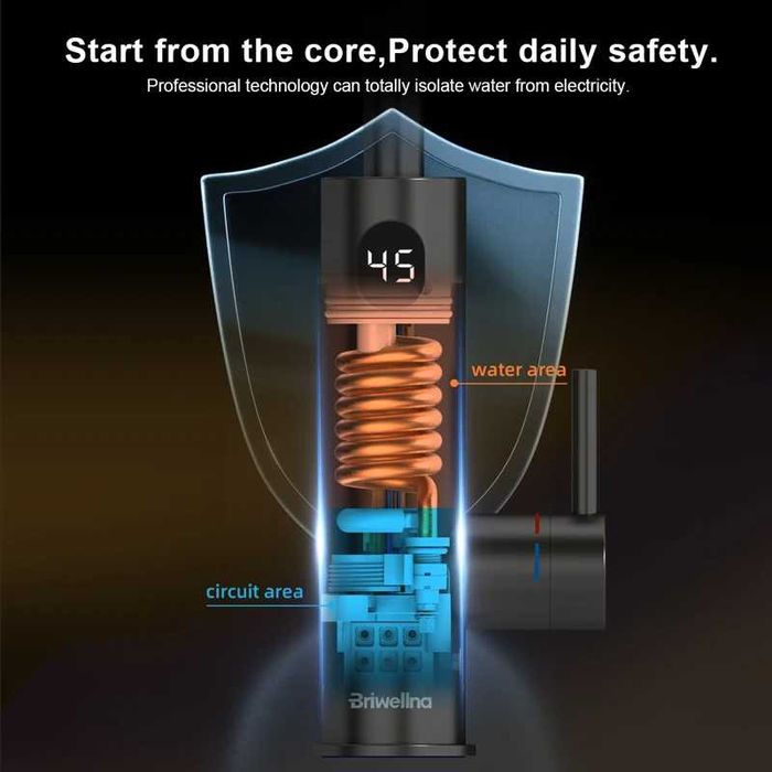 Проточен смесител с нагревател за кухня и баня Briwellna KM12