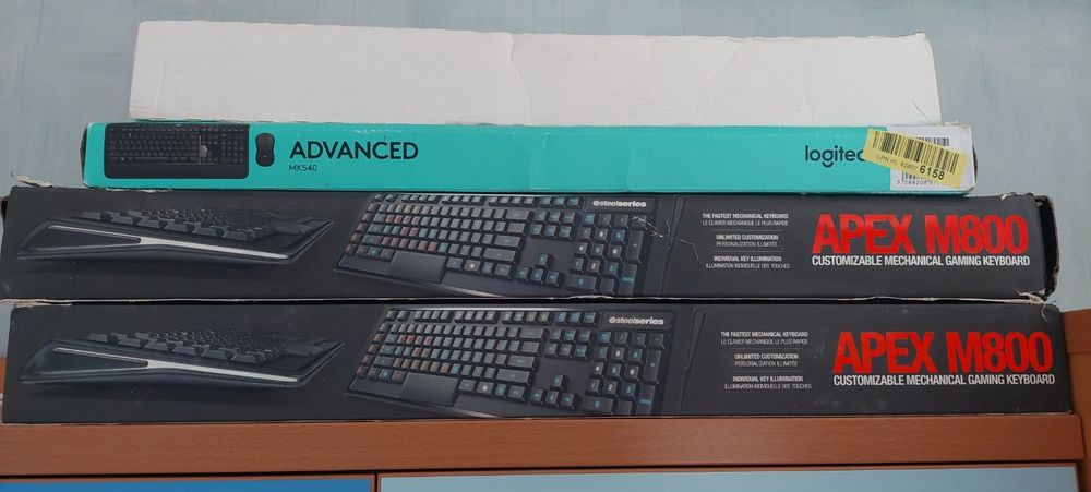 "ЧИСТО НОВА Механична клавиатура SteelSeries Apex M800" или "Нов комплект безжична клавиатура и мишка Logitech MK540".