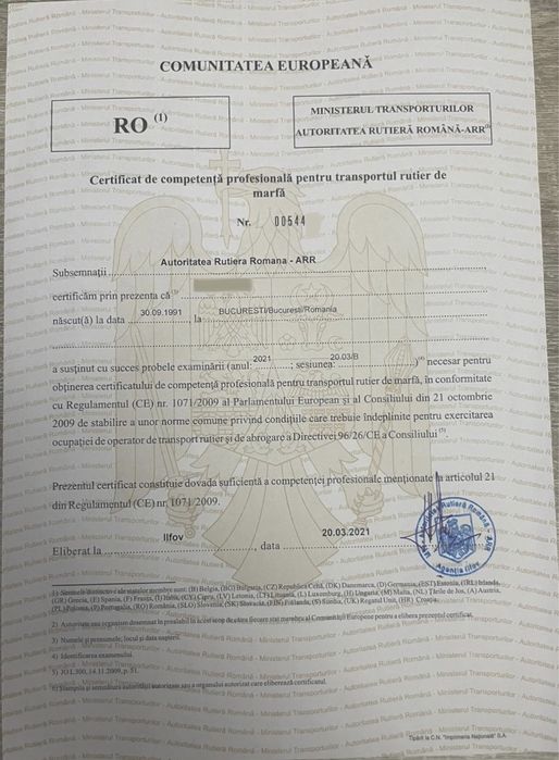 Manager trasport marfa si persoane / Persoana desemnata