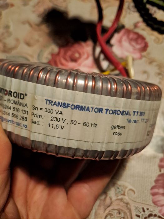 Transformator Curent Tensiune Toroidal 220 V la 12 V 11,5  Romtoroid TT 300  Made in Romania putere 300 VA