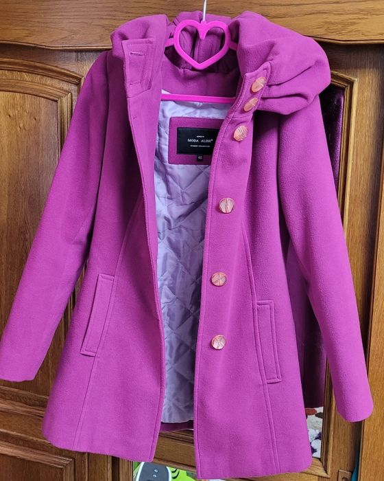 Palton stofa Fucsia Fabricat in Romania marime S/M