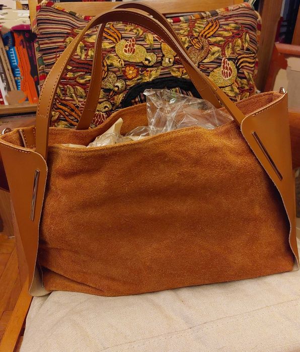 geanta mare piele si piele intoarsa Francesca Moretti noua, redusa