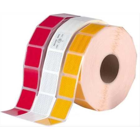 Banda reflectorizanta intrerupta Premium Alba Rosie Galbena 5cm x 45 m