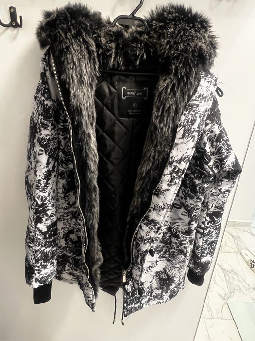 Parka lunga de iarna pentru barbati cu blana eco, L