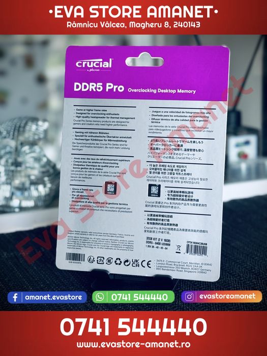Memorie RAM Crucial Pro Series 32GB (2x16GB) DDR5 Overclocking 6000MHz