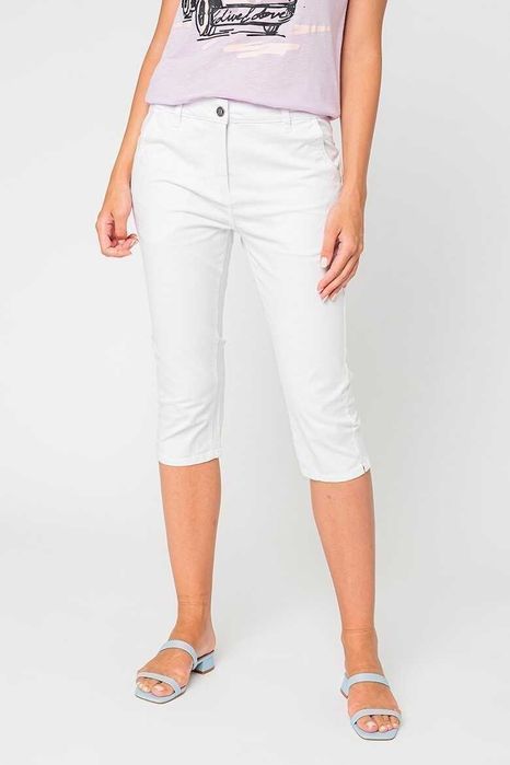 Дамски панталон 3/4 със скосени джобове Blue Seven, Бял, XL/XXL