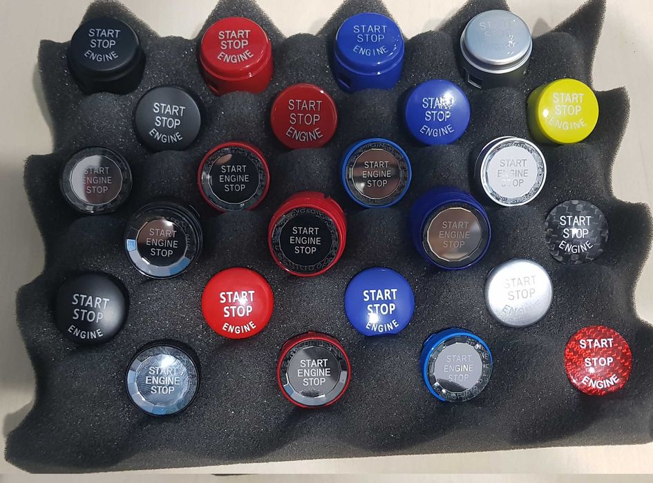 [pentru toate modelele BMW] Buton Capac Start Stop Negru Rosu Albastru