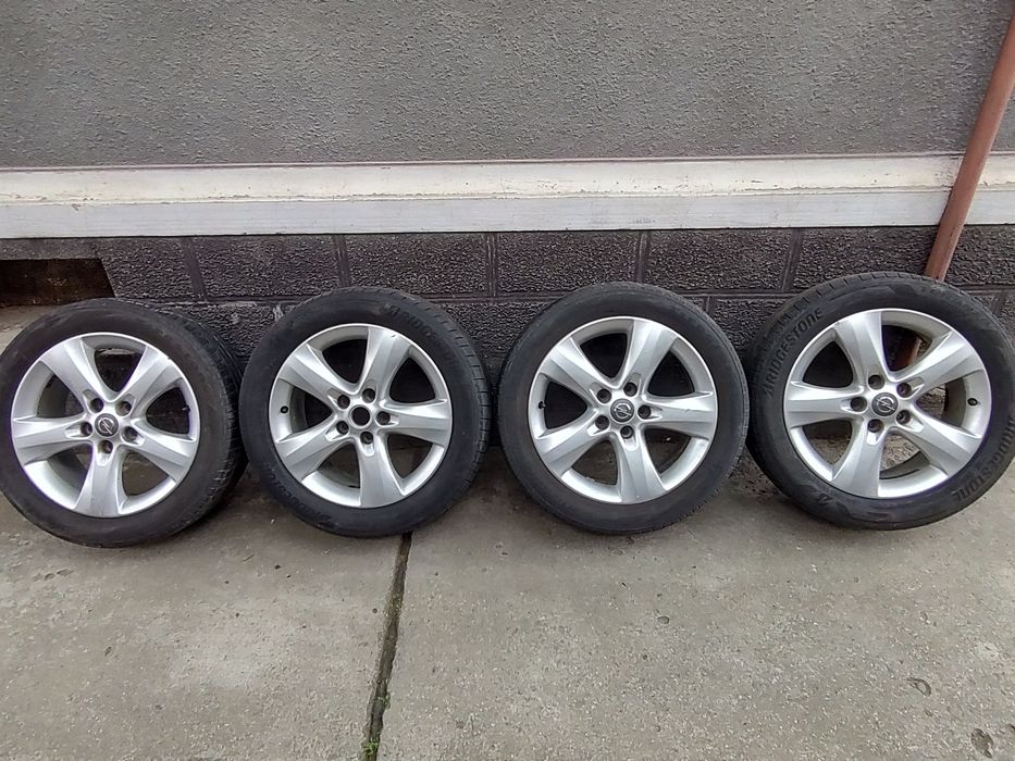 Vând Set Jante Opel 5x115 + Cauciucuri Vara DOT 2023 Bridgestone Import Germania