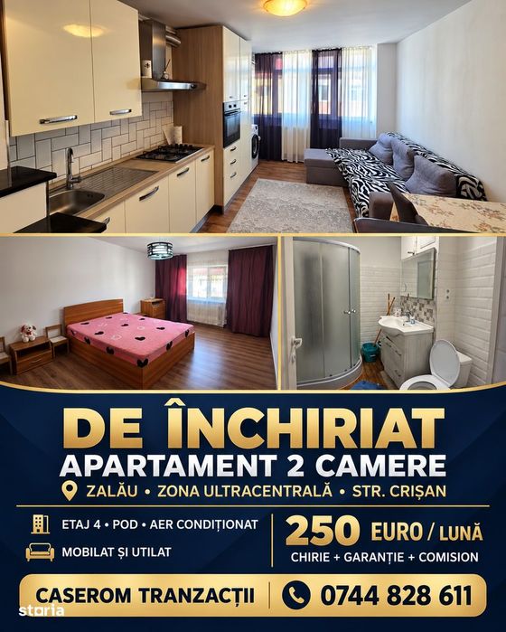 Apartament 2 camere în Centru, Zalău - pret 250e