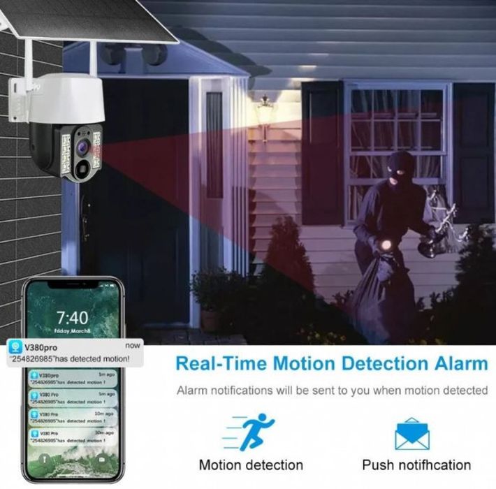 WiFi соларна камера 4G SIM карта, 8MP V380 VC3-4G