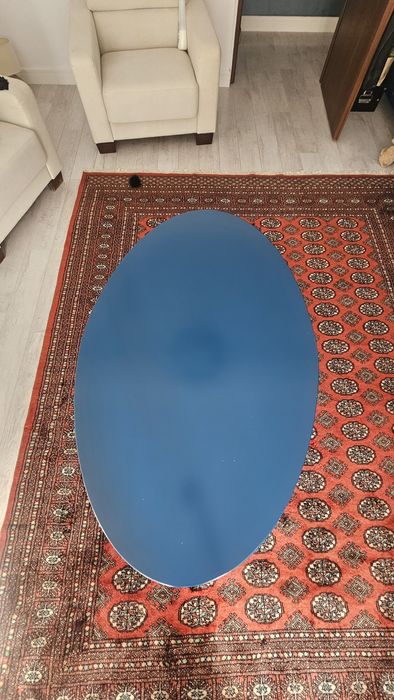 Masa cafea mare lemn masiv albastru elegant