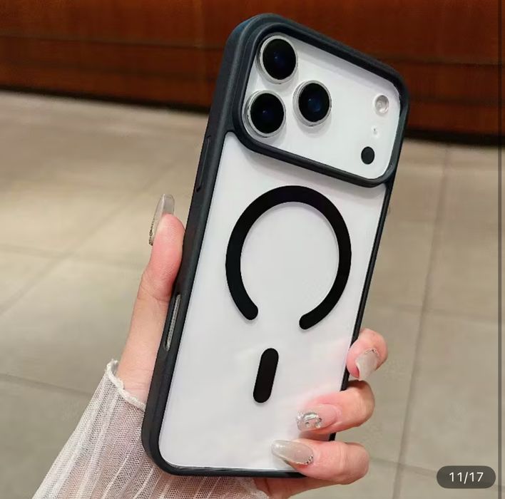 Husa Incarcare Magsafe Black Border Clar Iphone 17 17 PRO MAX AIR