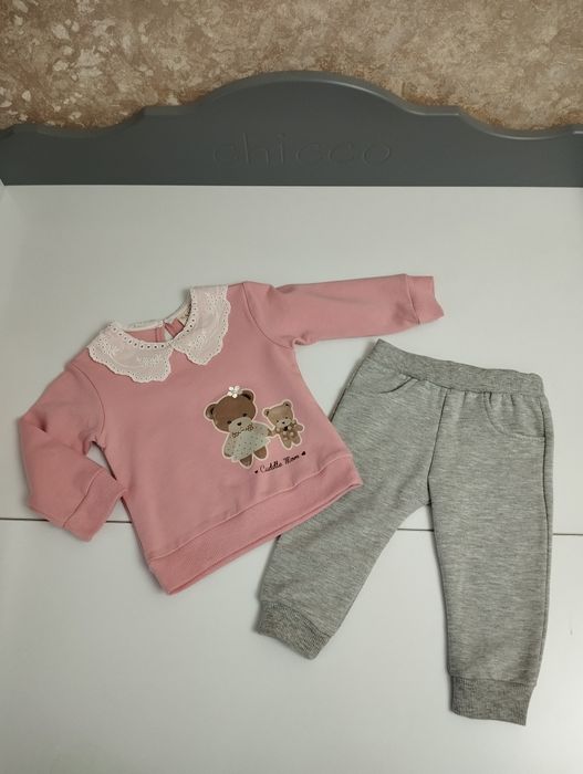 Комплект двойка для девочек, свитшот, свитер кофта, штаны флис Турция