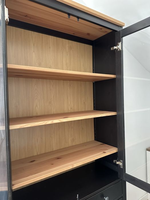 Hemnes  Corp uși sticlă+3 sertare, negru-maro