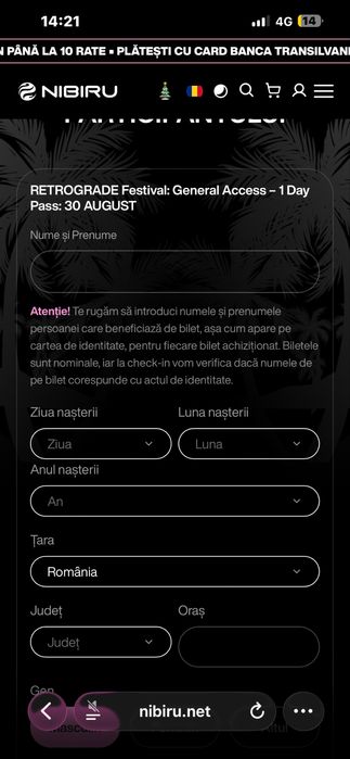 Vand 9 bilete RETROGRADE festival Nibiru