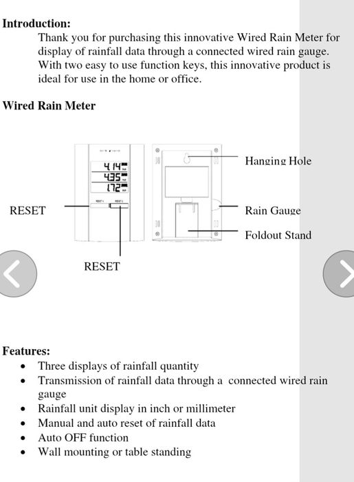 Aparat de măsurat ploaia cu fir / pluviometru