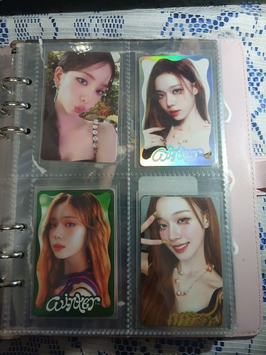 kpop photocards aespa and others.