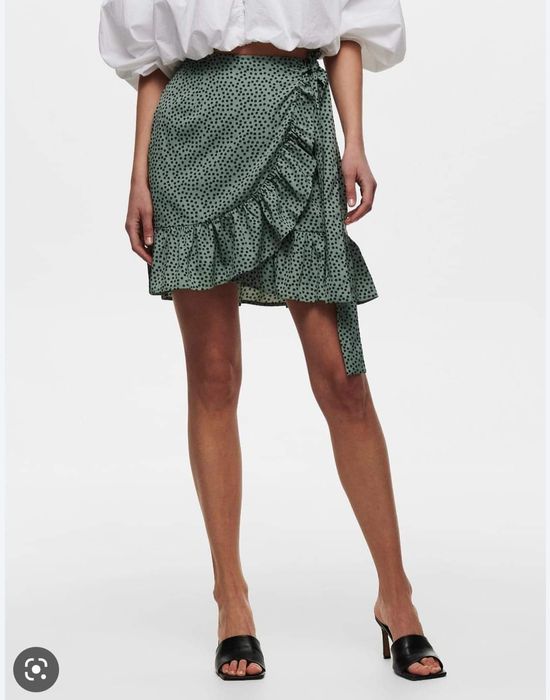 Fusta Wrap skirt, ONLY, Chinois green, noua, L insa potrivita si la M