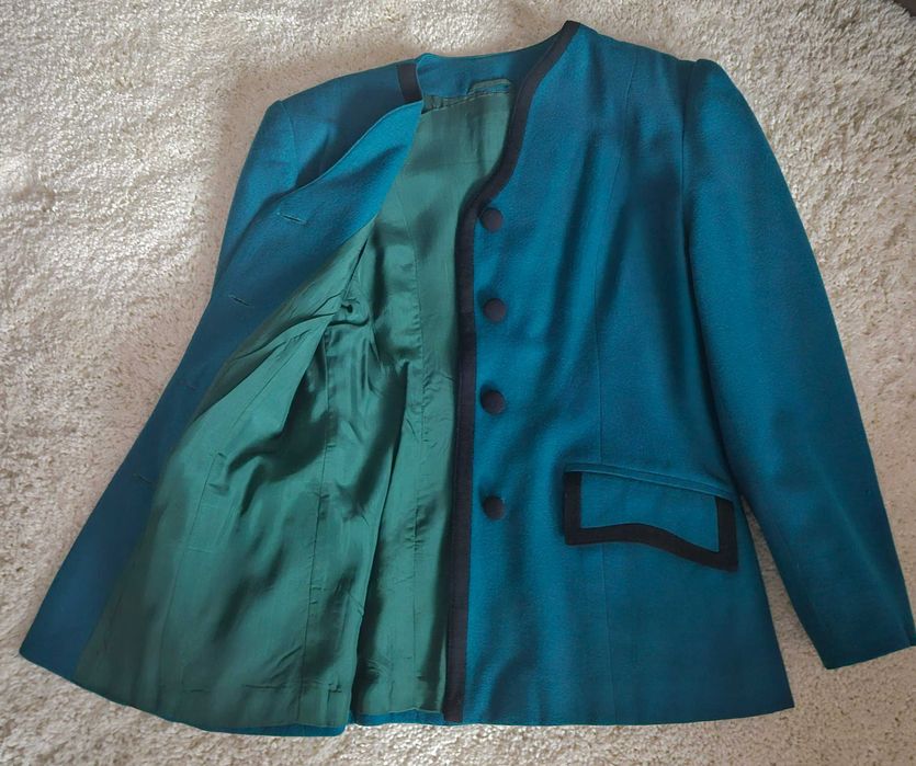 Tinuta de primăvară/toamnă de stofa, culoare turcoaz