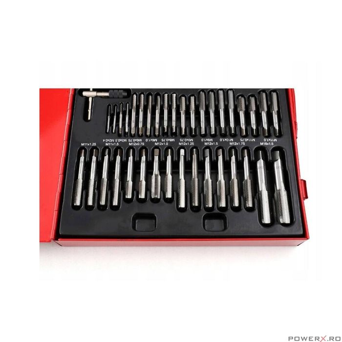 Trusa de filiere si tarozi, 110 piese, otel, Kraft