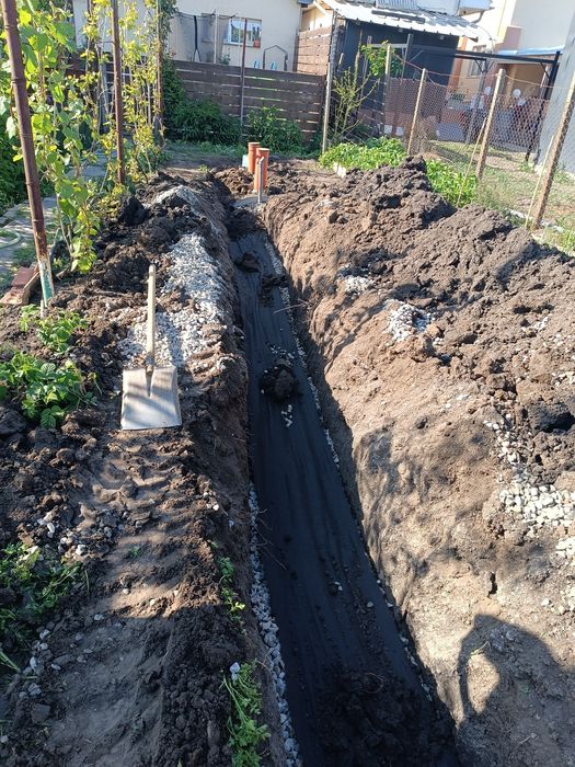 Fose septice, instalații,canalizare , apă, Miniexcavator, piatră,nisip