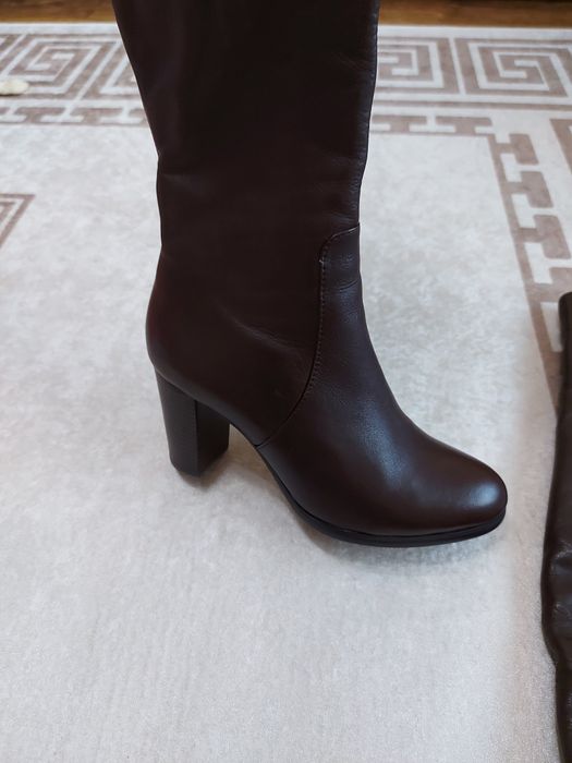 Новые ботфорты зима кожа