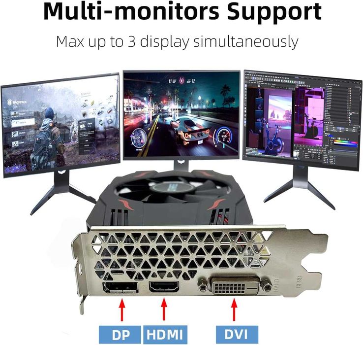 Placă video grafică QTHREE Radeon RX 560 GPU 4GB GDDR5 128 biți,jocuri PC cu DVI,HDMI,DisplayPort computer PCI Express 3.0 x8,DirectX 12