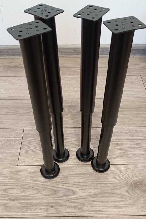 Set 4 picioare metalice reglabile pentru mobilier – 25-40 cm, culoare neagra