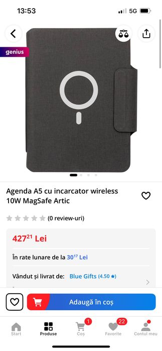 Agenda A5 cu incarcator wireless 10W