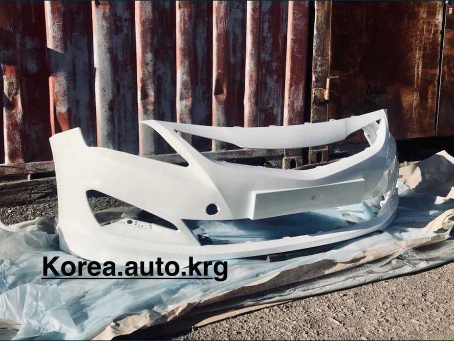 Бампер передний белый, решетка, капот, крыло Hyundai Accent Kia Rio