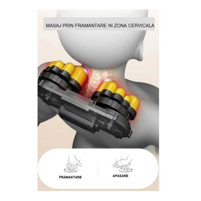 Saltea Masaj cu Role Shiatsu și vibrații, 3 moduri de masaj, 2 viteze