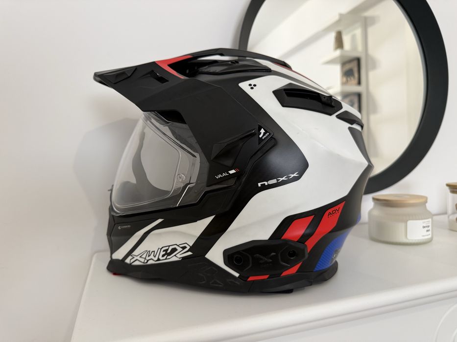 Casca moto Nexx X.wed2 carbon VAAL alb/rosu