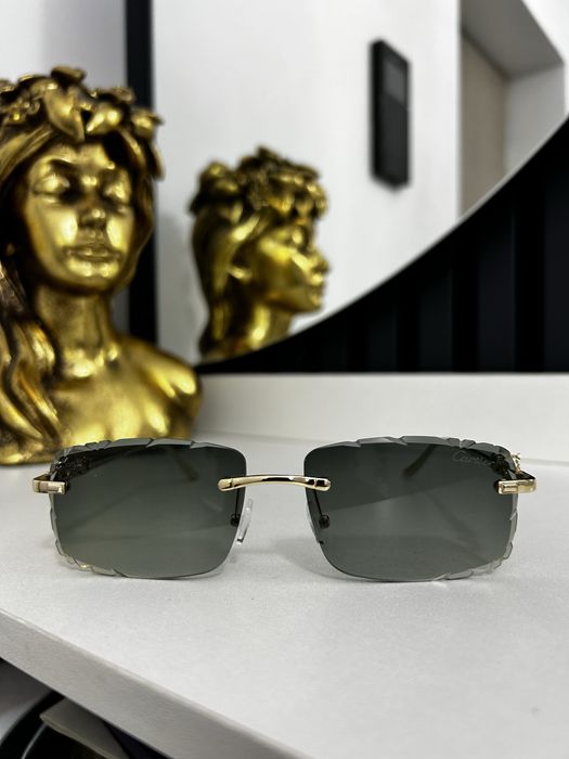 Ochelari de soare Cartier Lakey rimless diamond cut