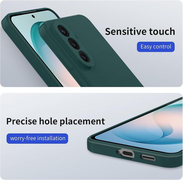 Матов силиконов кейс за samsung galaxy s26 - тъмно зелен - със защита