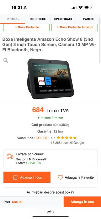 Boxa inteligenta Amazon Echo Show 8 Echo show 5