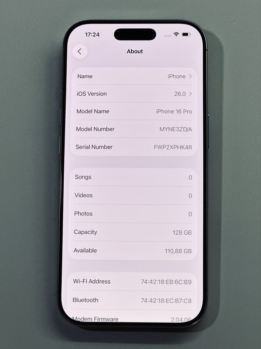 iPhone 16 Pro бял 92% battery