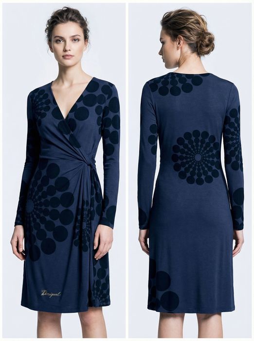 Rochie Desigual mar 36 Noua cu eticheta Gri cu model bleumarin