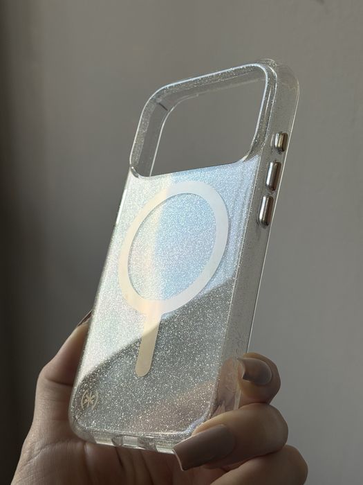 Калъф/Кейс за iPhone 17 Pro с MagSafe – прозрачен брокатен, удароустойчив