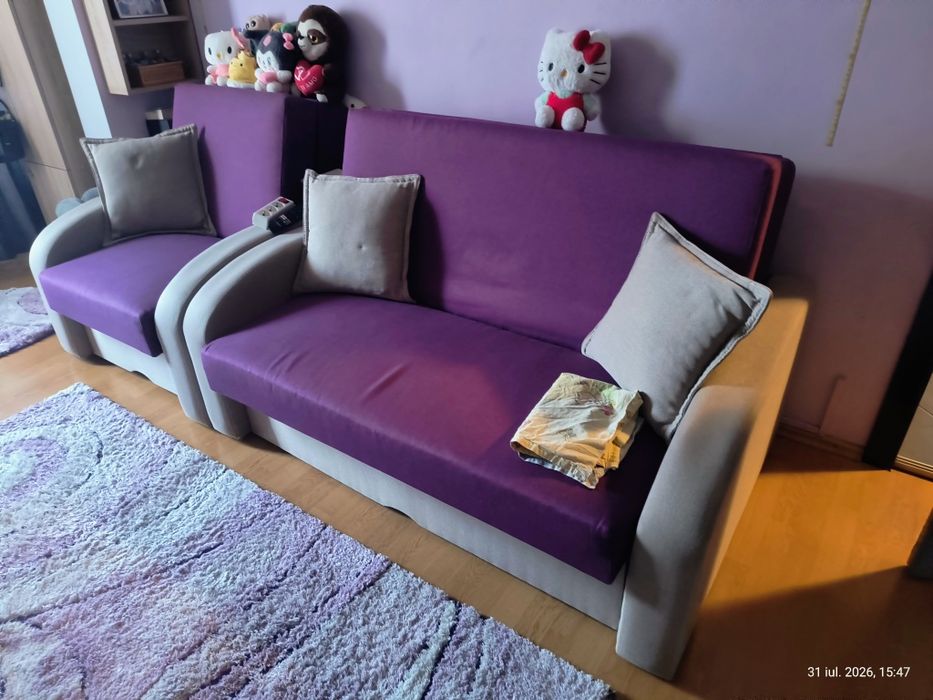 Set canapea și fotoliu extensibil