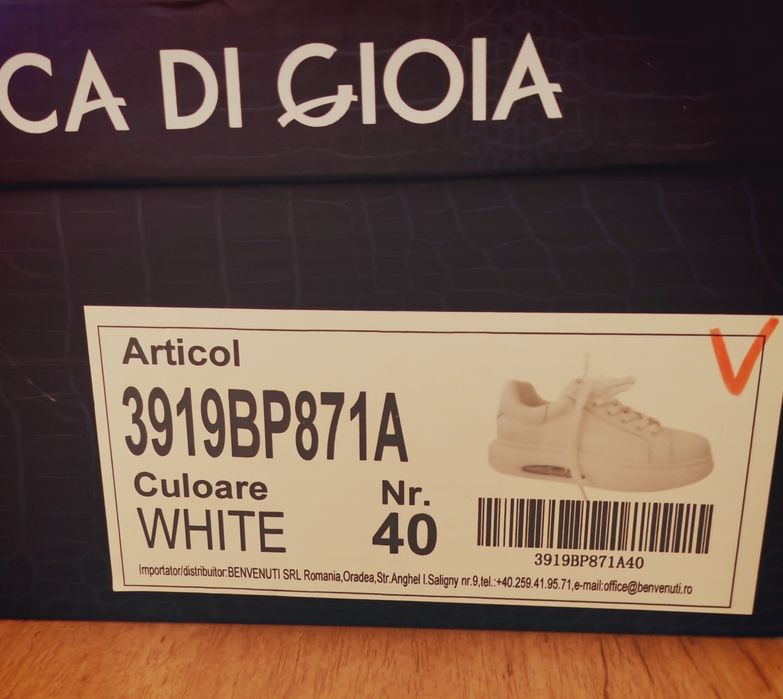Adidasi piele alba unisex Luca di Gioia 40