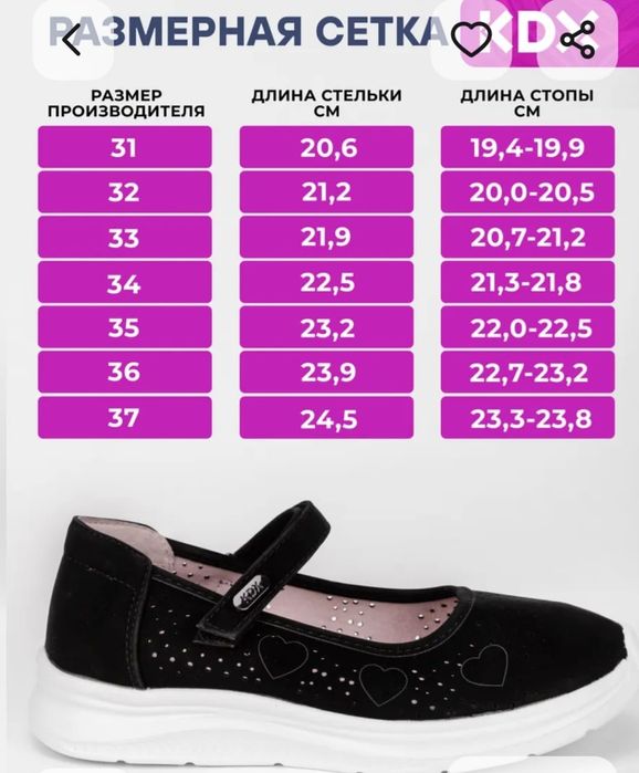 Туфли для девочки 8-11 лет 33р